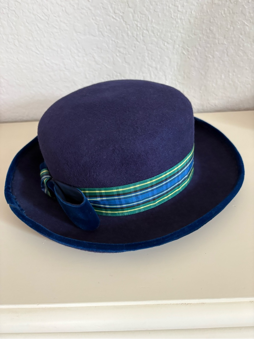 Abercrombie & Fitch Navy Felt Hat with Grosgrain Trim